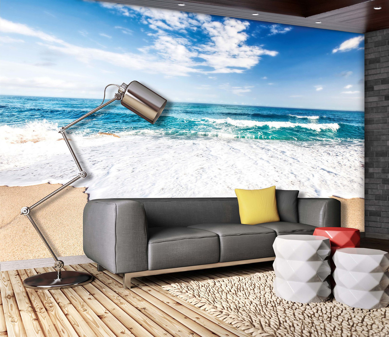 Фото шпалери природа море 3д Ландшафт Хмари 368x254 см Пляж і тихий океан (10218P8) Найкраща якість, фото 1