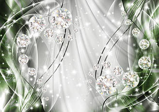 Фотошпалери 3D 254x184 см Зелені хвилі і діаманти (10405P4) Найкраща якість