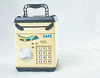 Детский сейф-копилка saving box money safe с кодовым замком желтый