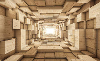Фотошпалери 3D 368x254 см Дерев'яний тунель (3247P8) Найкраща якість