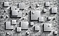 Флізелінові фото шпалери 3 д 312x219 см Сірі квадрати на цегляній стіні (3443VEXXL) Найкраща якість, фото 2