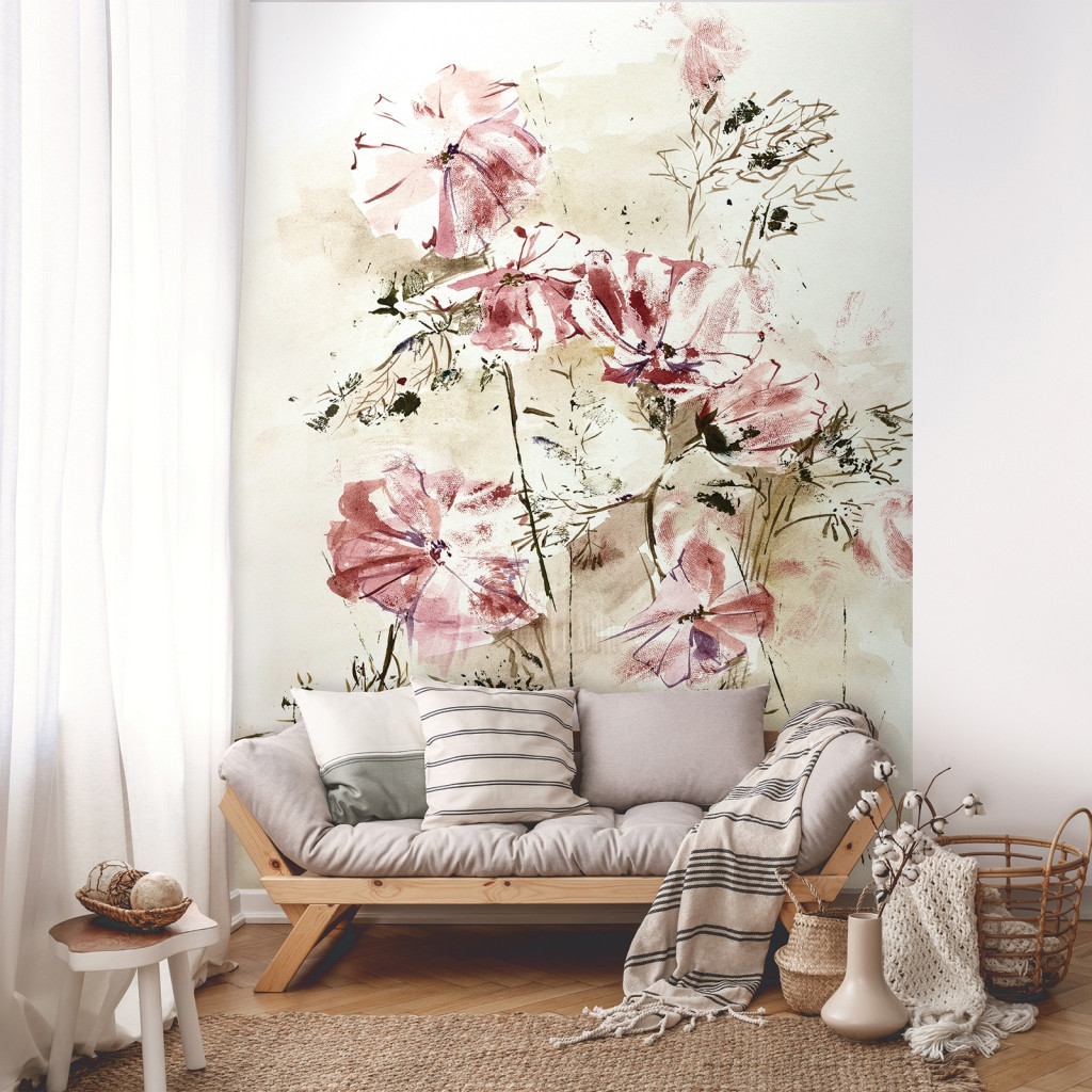 Флізелінові шпалери квіти 206x275 см Космезі пастельних тонів (13023VEA) Найкраща якість, фото 1