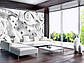Фото шпалери 3д квіти абстракція на стіну 368х254 см Білі бутони троянд та діаманти (2613P8) Найкраща якість, фото 6