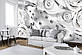 Фото шпалери 3д квіти абстракція на стіну 368х254 см Білі бутони троянд та діаманти (2613P8) Найкраща якість, фото 7