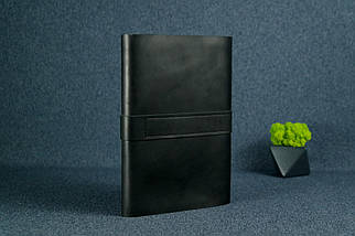 Обкладинка для блокноту А5 Дизайн №3 з натуральної шкіри колір Чорний, фото 5