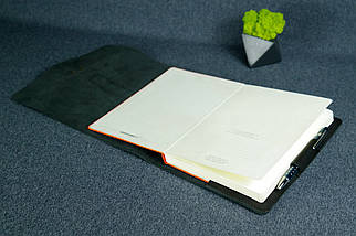 Обкладинка для блокноту А5 Дизайн №3 з натуральної шкіри колір Чорний, фото 3