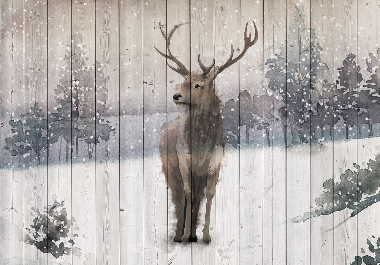 Фотошпалери 368x254 см Олень на дошках 13723P8 Найкраща якість, фото 1