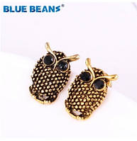 Сережки жіночі "Сова" під срібло - довжина 1,5 см, ширина 1см