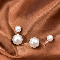 Сережки з перлами жіночі і дитячі - розмір 1,5 см, цинковий сплав, пластик