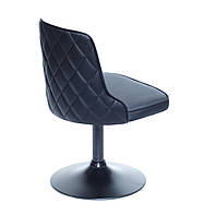 Стильное черное кресло из эко-кожи на черном основании на блине Adam CH-Base