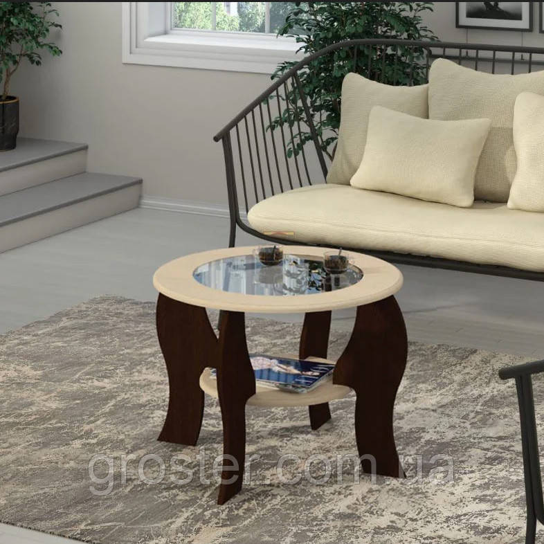 Журнальний столик Мускат МДФ зі скляною стільницею, фото 1