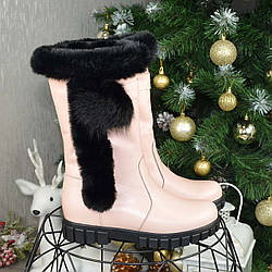 Напівчоботи підліткові шкіряні для дівчаток, на потовщеній підошві