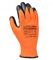 Перчатки защитные хозяйственные рабочие Doloni EXTRAGRAB трикотажные помаранчевые с латексным покрытием 4187