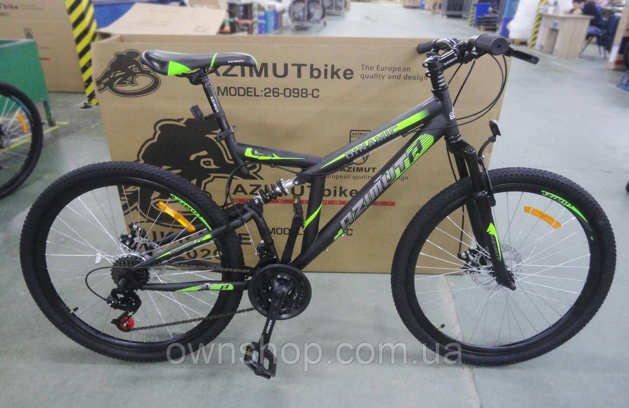 Велосипед гірський двопідвісний Dinamic 26", рама 18,5" FRD чорно-зелений