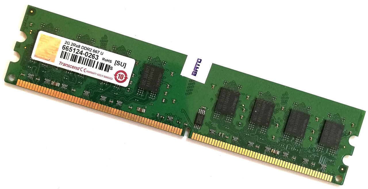 Оперативна пам'ять Transcend DDR2 2Gb 667MHz PC2 5300U 2R8 CL5 Б/В