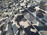Профнастил під сірий камуфляж для обшивки будівельних побутівок, метал для забору забарвлення під камуфляж, фото 3