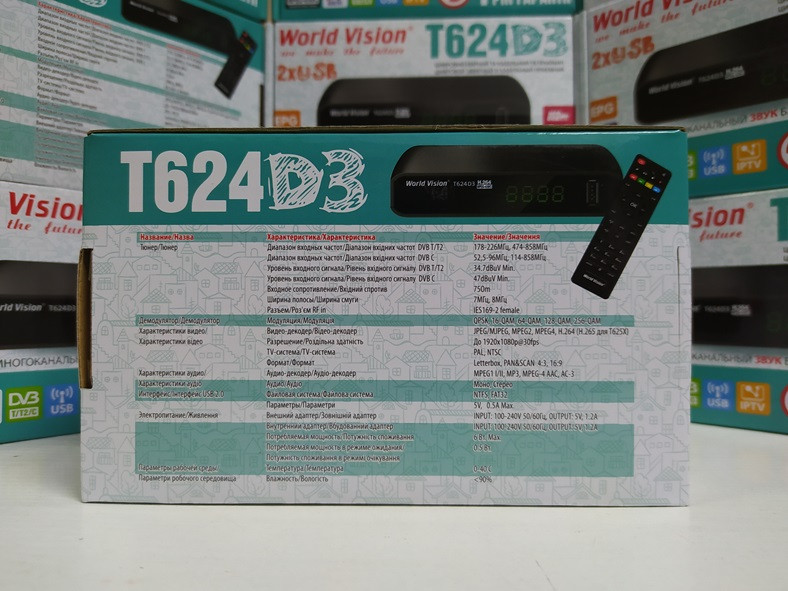 Приставка Т2 DVB-T2/C World Vision T624D3 тюнер ресивер приемник YouTube IPTV MeGoGo процессор H.264 - фото 2 - id-p1333513174