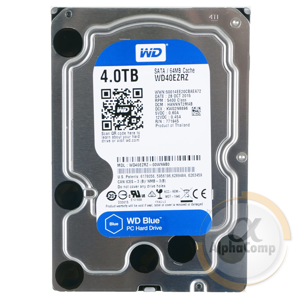 Жорсткий диск 3.5" 4 Tb WD WD40EZRZ (64Mb/5400/SATAIII) БУ