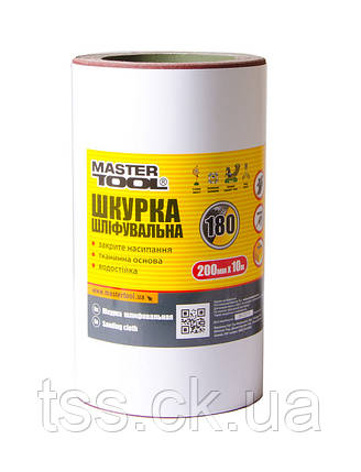 Шкірка шліфувальна MASTERTOOL на тканинній основі Р180 200 мм 10 м 08-2818, фото 1