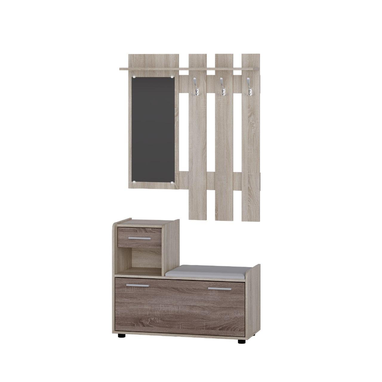 Комплект меблів в передпокій з ламінованої ДСП Тандем 90 х 38 х 200 Еверест з дзеркалом тумба ліва, фото 1