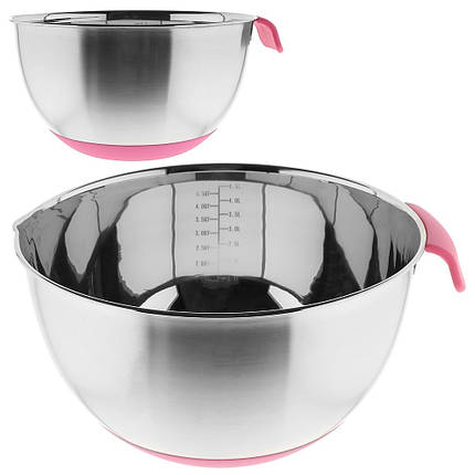 Миска для міксера 4,5 л D25см висота 14см з силіконовим дном і ручкою, фото 1