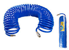 Шланг пневматичний спіральний MASTERTOOL PU 15 атм 8х12 мм 20 м зі швидкознімними з'єднаннями 81-8473