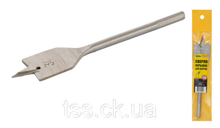 Свердло для дерева MASTERTOOL пір'яне 30х152 мм 6-гранний хвостовик 12-0300, фото 1
