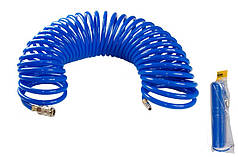 Шланг пневматичний спіральний MASTERTOOL PU 15 атм 5,5х8 мм 15 м зі швидкознімними з'єднаннями 81-8492