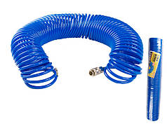 Шланг пневматичний спіральний MASTERTOOL PU 15 атм 5,5х8 мм 20 м зі швидкознімними з'єднаннями 81-8493