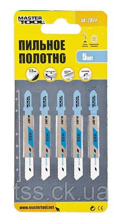Полотно пиляльне для лобзика MASTERTOOL T118A 5 шт метал чистий прямий розріз 21TPI/77 мм 14-2811, фото 3