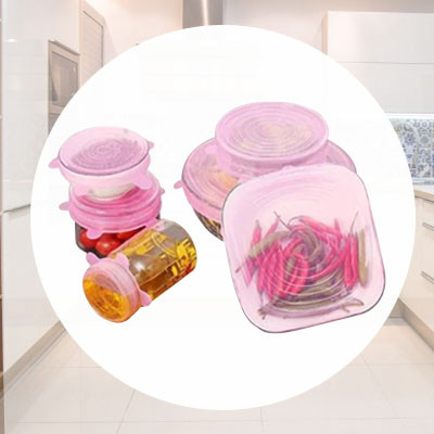 Силіконові універсальні кришки Super stretch silicone lids рожеві, фото 1