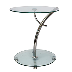 Журнальний круглий скляний столик Muna 50х50х55см прозорий хромованою ніжці