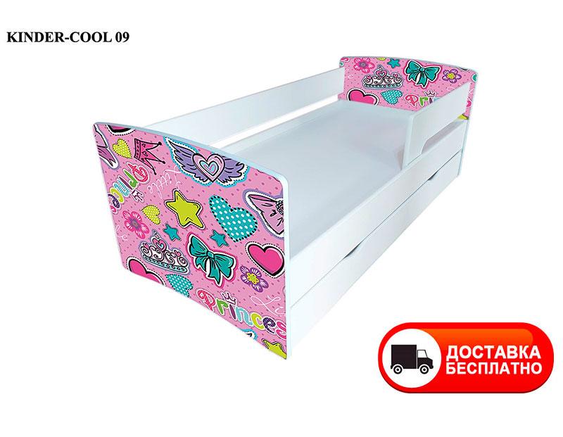Дитяче ліжко Kinder Cool 09 Принцеса з шухлядою та захисним бортиком, спальне місце на ламелях