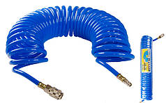 Шланг пневматичний спіральний MASTERTOOL PU 15 атм 8х12 мм 10 м зі швидкознімними з'єднаннями 81-8471