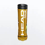 Нові м'ячі Head TOUR для великого тенісу 4 м'ячі в банці, фото 4