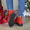Черевики жіночі червоні лакові на товстій підошві, фото 3