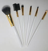 Набір пензликів для макіяжу L'oren з 6 інструментів в прозорому футлярі FQ-91 Білі