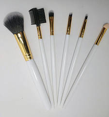 Набір пензликів для макіяжу L'oren з 6 інструментів в прозорому футлярі FQ-91 Білі