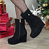 Черевики чорні жіночі замшеві на стійкій платформі, фото 2