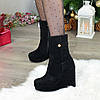 Черевики чорні жіночі замшеві на стійкій платформі, фото 3