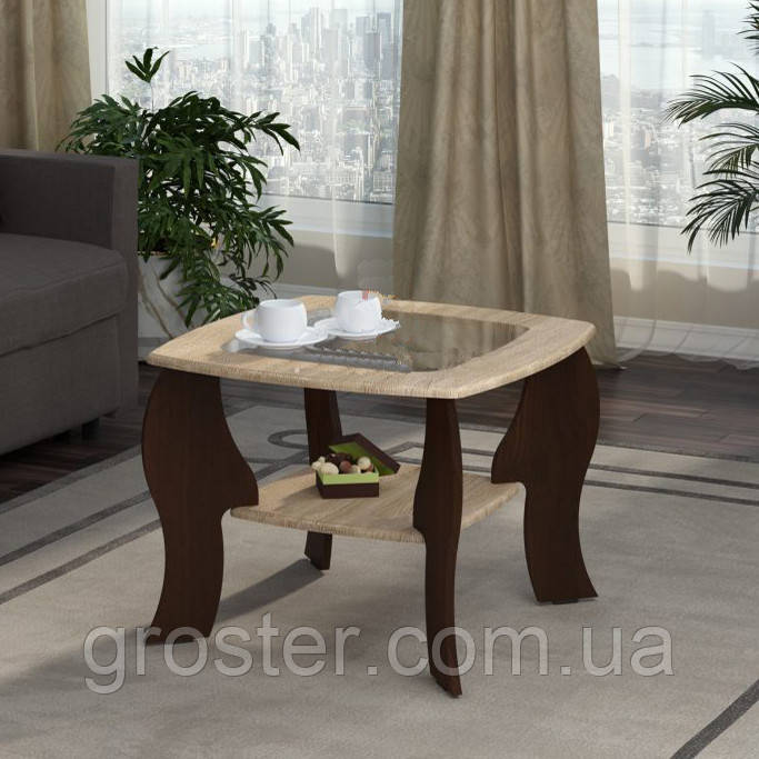 Журнальний столик Лютик МДФ зі скляною стільницею, фото 1