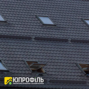 Металочерепиця Монтеррей 0.45 мм, Темно-коричневий (RAL 8019) матовий, фото 2