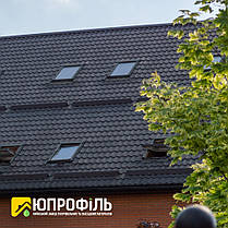 Металочерепиця Монтеррей 0.45 мм, Темно-коричневий (RAL 8019) матовий, фото 3