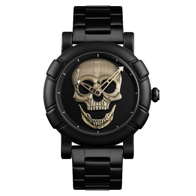 Skmei 9178 skull чорні з бронзою чоловічий годинник