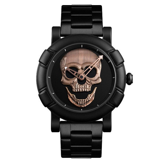 Skmei 9178 skull чорні з червоною платиною чоловічий годинник