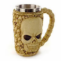 Кружка (чашка) в готическом стиле в виде черепа под кость