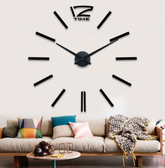 Годинники настінні 3D "DIY CLOCK" від 60 до 120см Black (KG-992)