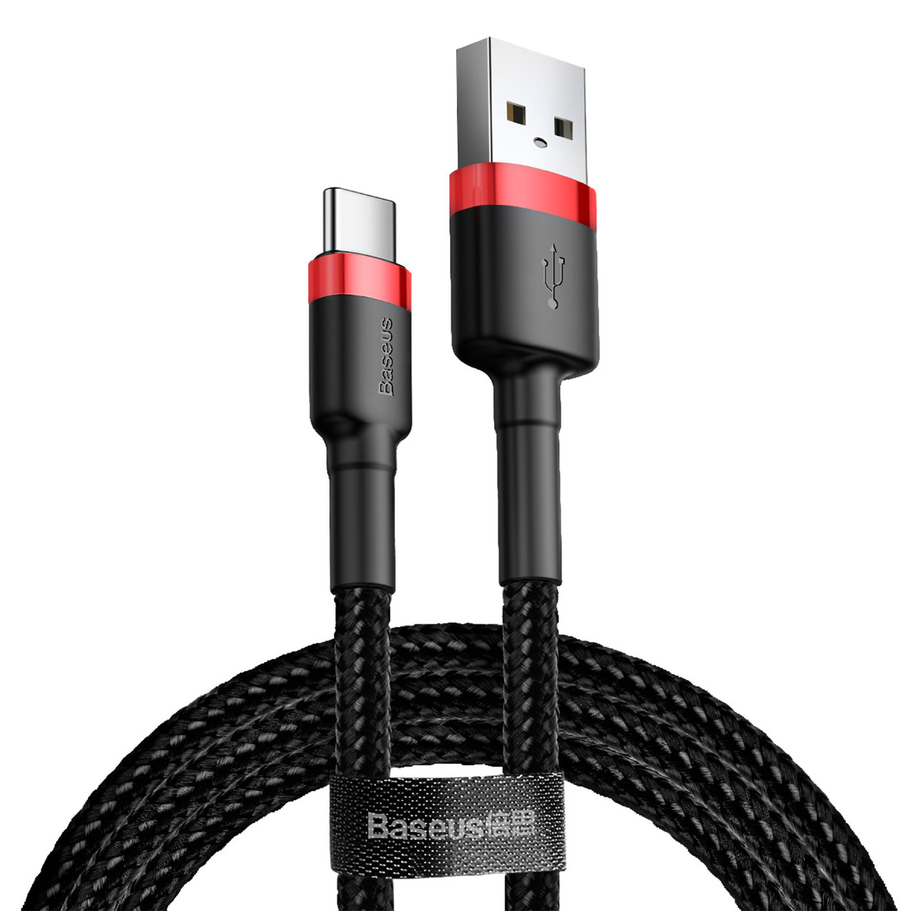 Кабель для зарядки телефона/ смартфона Baseus Cafule USB-Type-C 3А 1м Чорний/ Червоний (CATKLF-B91)