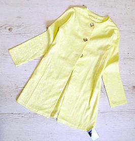 Дитячий кардиган, жакет,  жовтий для дівчинки, розмівр 152