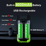 Велофара ZACRO 800LM (4000mAh, пульт, клаксон, акумулятор, дальнє і ближнє світло), фото 8